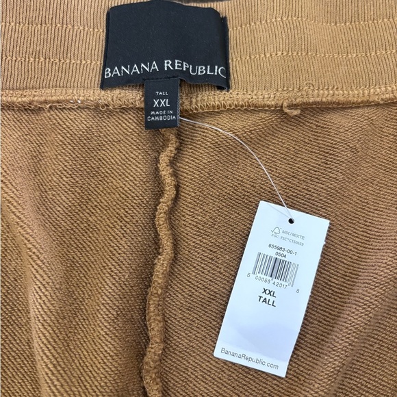 NWT Men’s Brown Banana Republic Athleisure Drawstring Pull On Shorts  XXL Tall - Picture 2 of 6